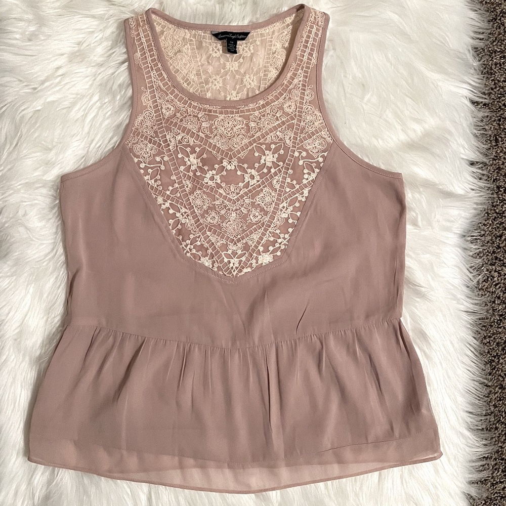 American Eagle Outfitters Sleeveless Dusty Pink  Peplum Blouse Size S